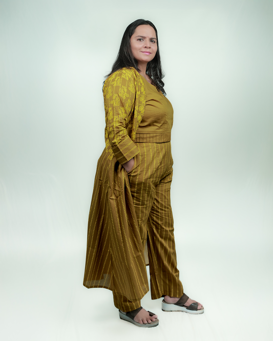 The 'Dancing Lady' Layered Ensemble 3-piece set - Fitted, 100% Cotton, Moss Green