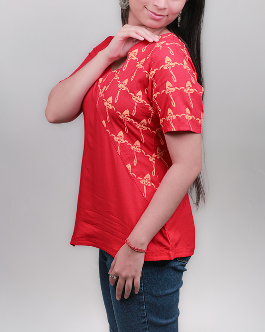 The Asymmetric 'Bulbophyllum' Tunic - Fitted, Red
