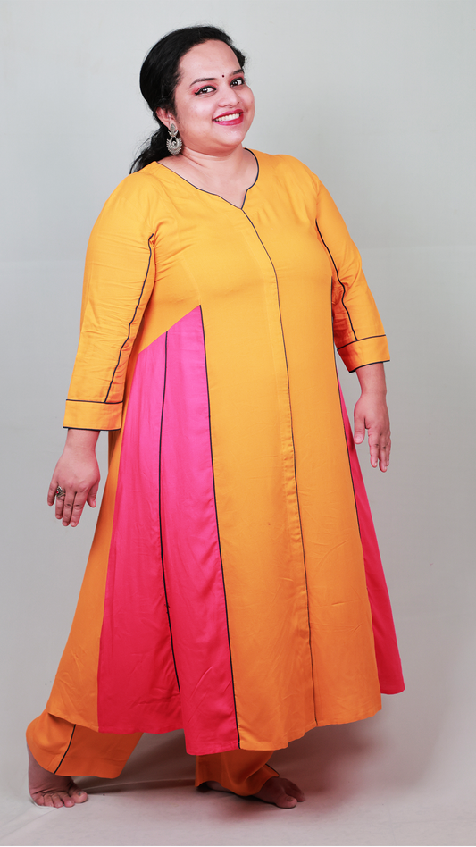 Colour-Block Kali Suit Set – Comfort fit, 2-Piece (Top & Bottom)