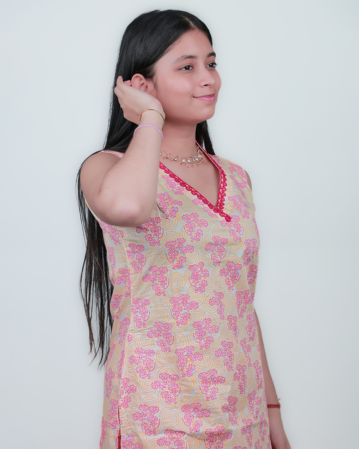 The Oncidium Satin Kurta Set - Fitted, 100% Cotton, White