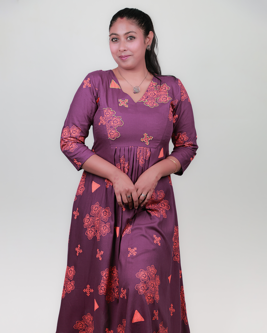 The 'Phalaenopsis' Versatile Kurta set - Fitted, Viscose, Purple