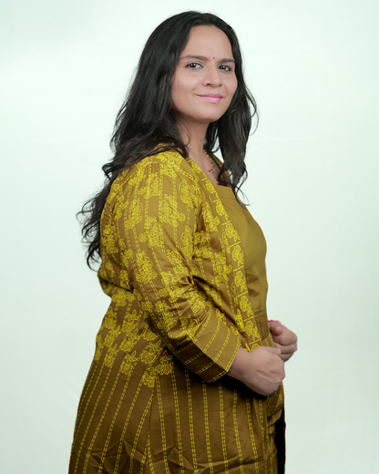 The 'Dancing Lady' Layered Ensemble 3-piece set - Fitted, 100% Cotton, Moss Green