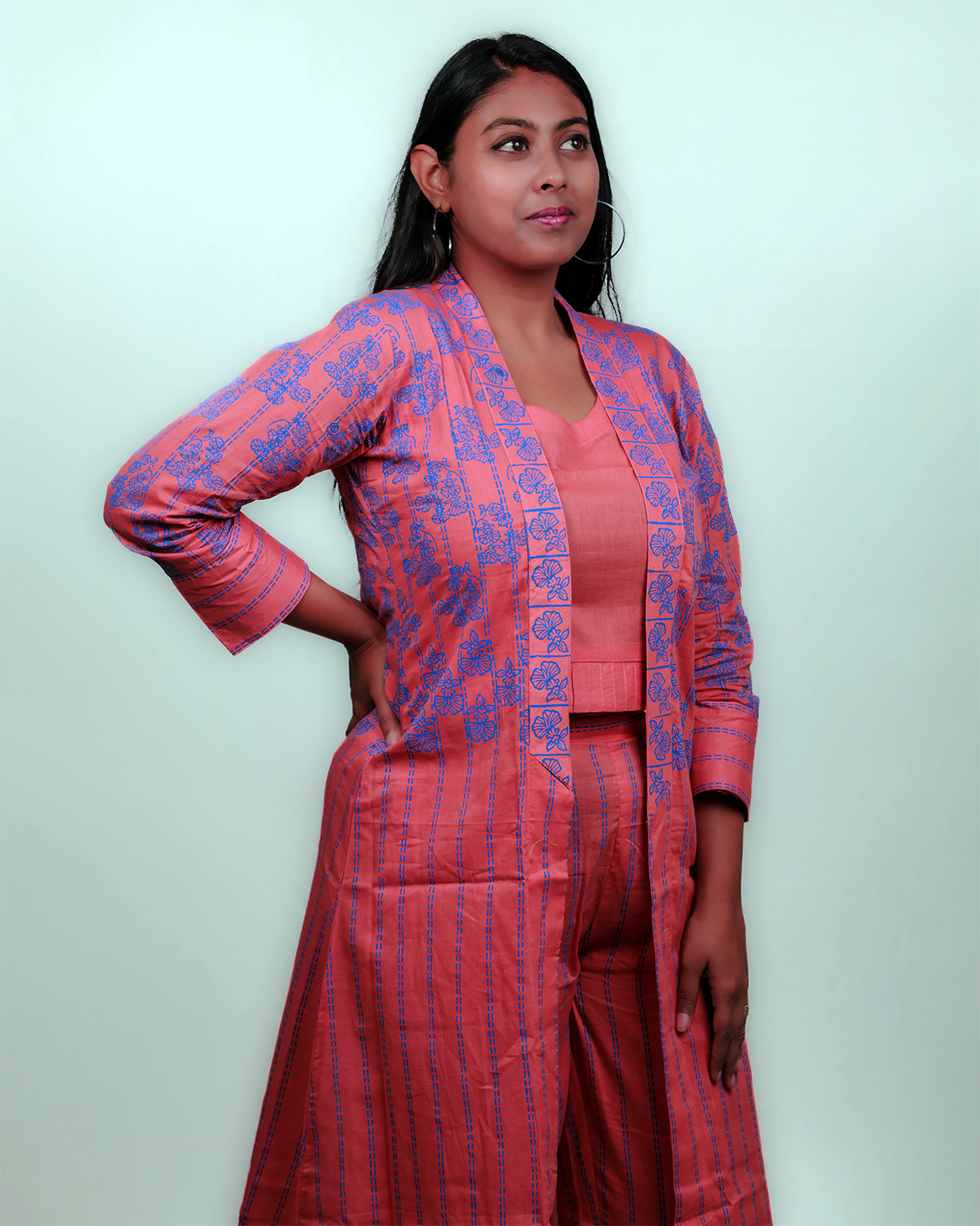 The 'Dancing Lady' Layered Ensemble 3-piece set - Fitted, 100% Cotton, Rust