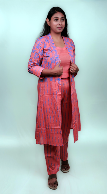 The 'Dancing Lady' Layered Ensemble 3-piece set - Fitted, 100% Cotton, Rust
