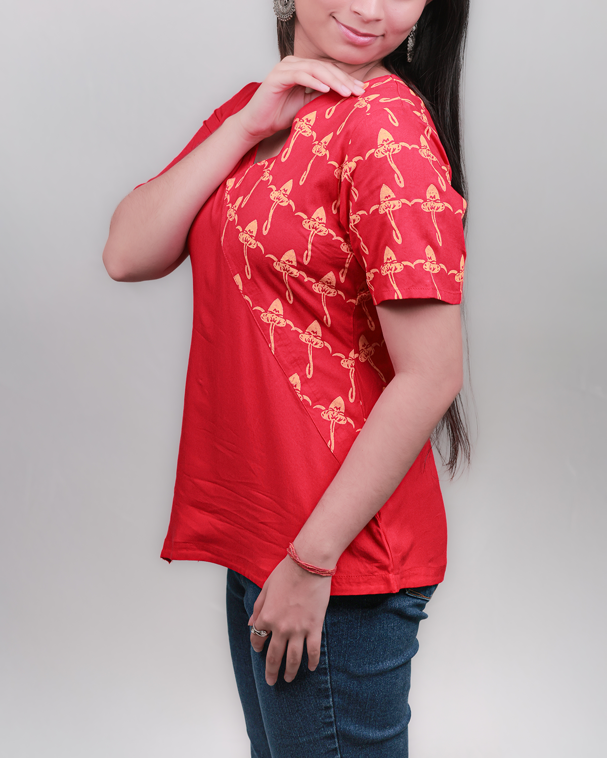 The Asymmetric 'Bulbophyllum' Tunic - Fitted, Red