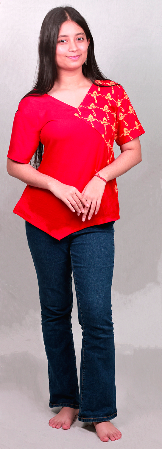 The Asymmetric 'Bulbophyllum' Tunic - Fitted, Red