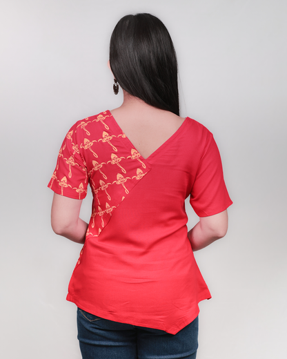 The Asymmetric 'Bulbophyllum' Tunic - Fitted, Red