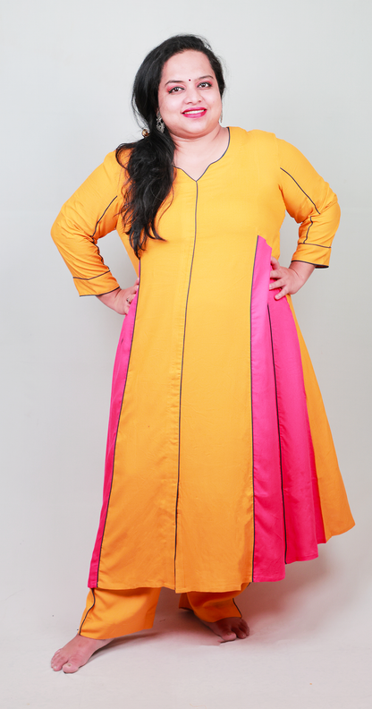 Colour-Block Kali Suit Set – Comfort fit, 2-Piece (Top & Bottom)