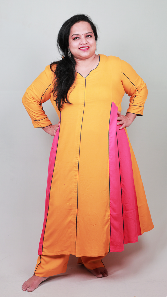 Colour-Block Kali Suit Set – Comfort fit, 2-Piece (Top & Bottom)