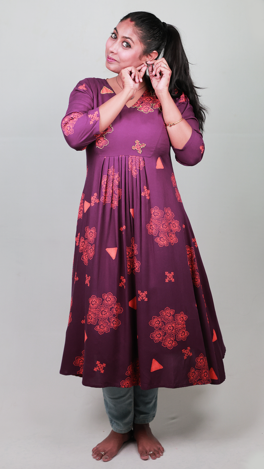 The 'Phalaenopsis' Versatile Kurta set - Fitted, Viscose, Purple
