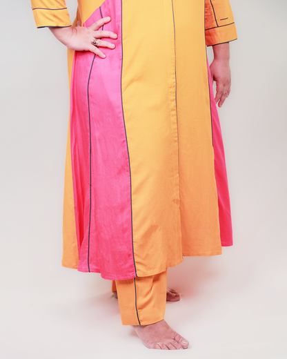 Colour-Block Kali Suit Set – Comfort fit, 2-Piece (Top & Bottom)