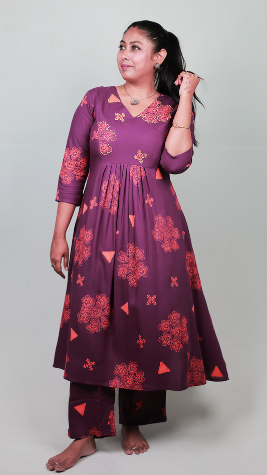 The 'Phalaenopsis' Versatile Kurta set - Fitted, Viscose, Purple